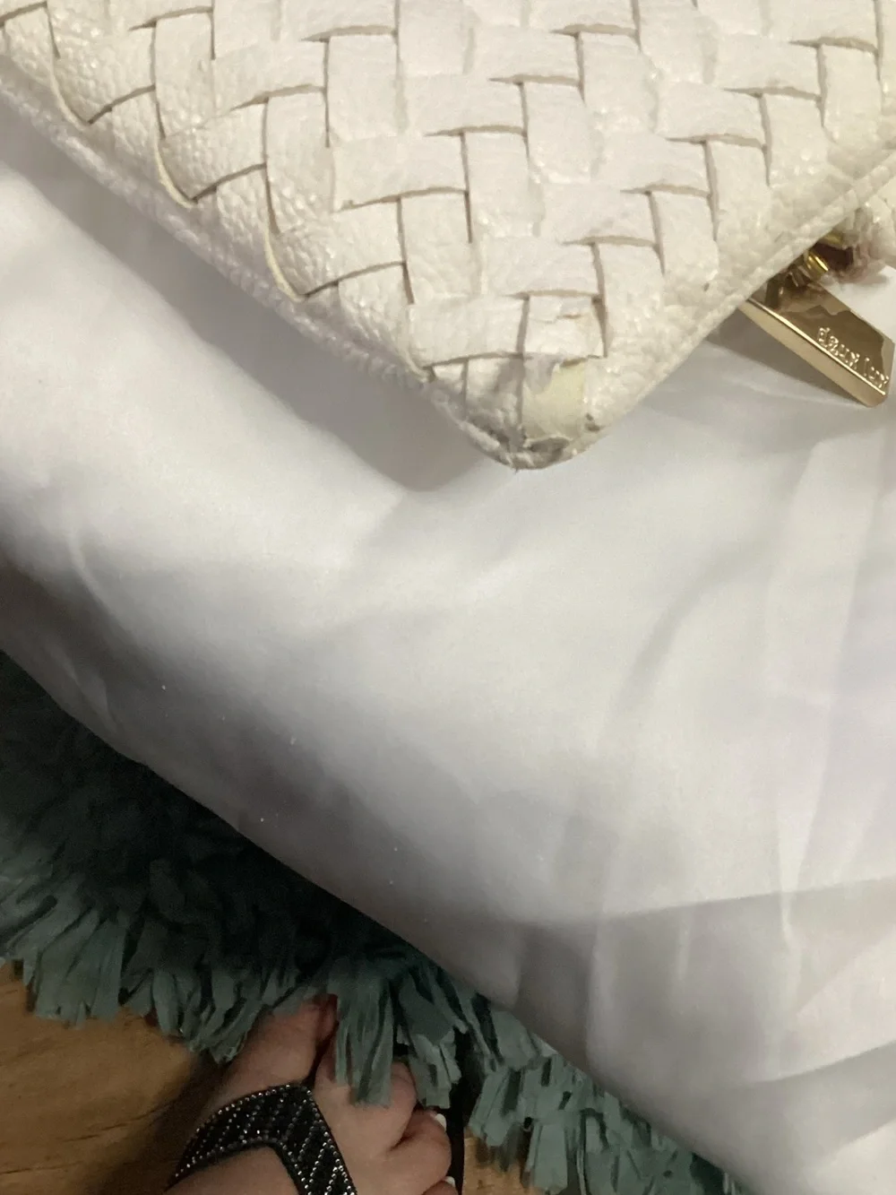 Deux Lux Clutch in Cream Leather w/Pink Lining
